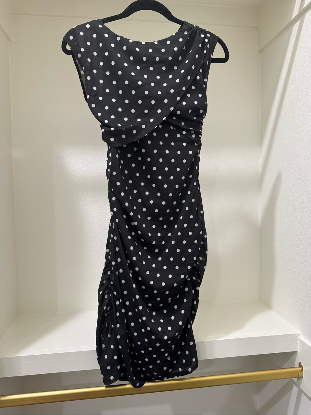 Ann Taylor Black Dress with White Polka Dots